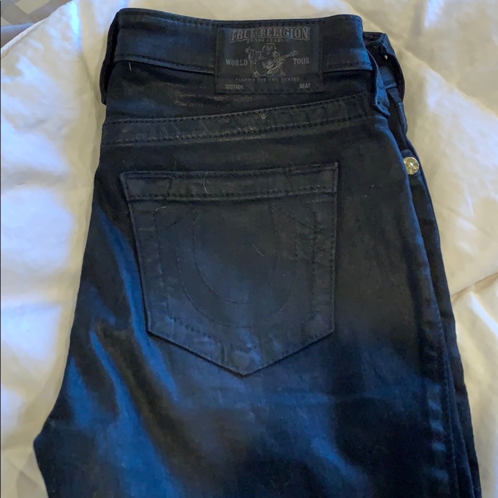 Faux leather black jeans
